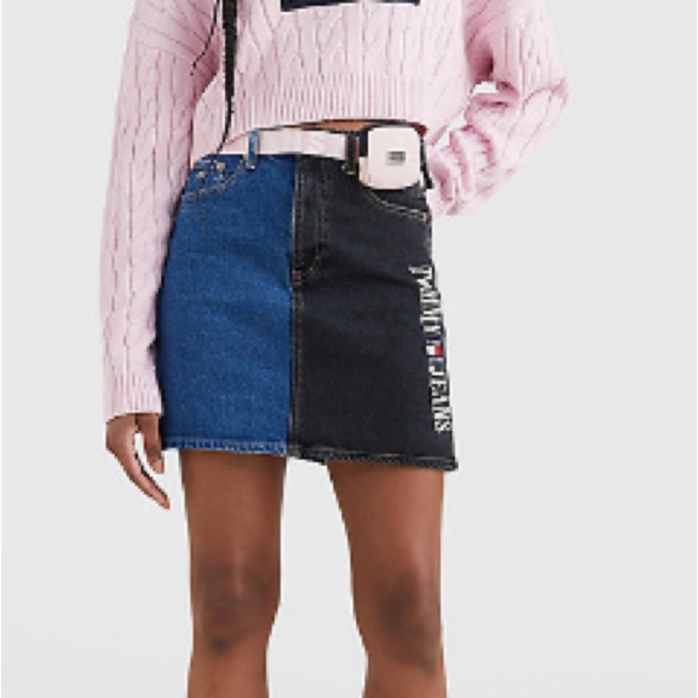 Tommy Hilfiger Tommy Jeans Denim Mini Skirt two tone blue and black Mom Skirt 26